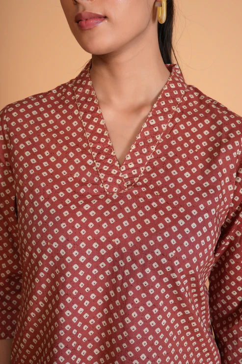 Rusty Red Polka Dot Cotton Top