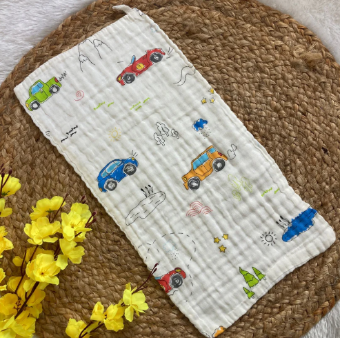 Baby Burp Cloth - 6 layer Muslin - Cars