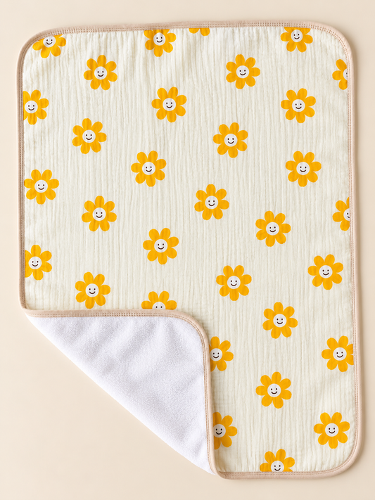 Crinkled Muslin Dry Sheet - Yellow Flowers