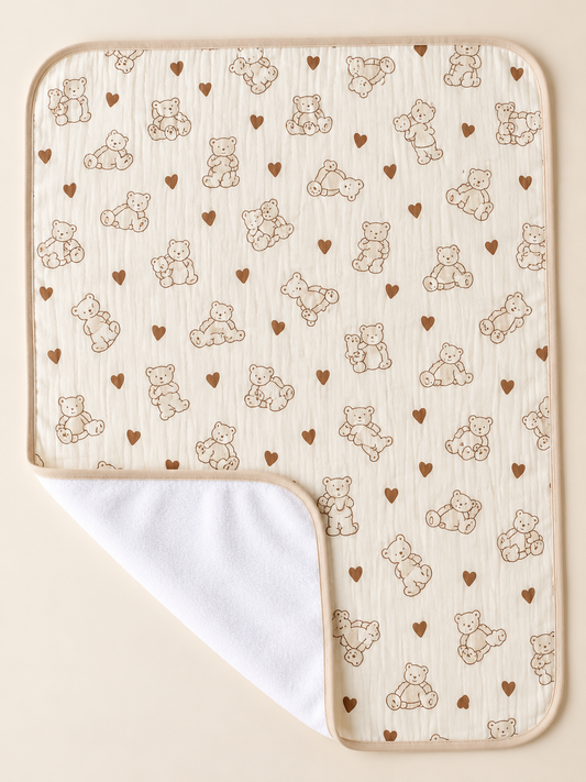 Crinkled Muslin Dry Sheet - Brown Hearts