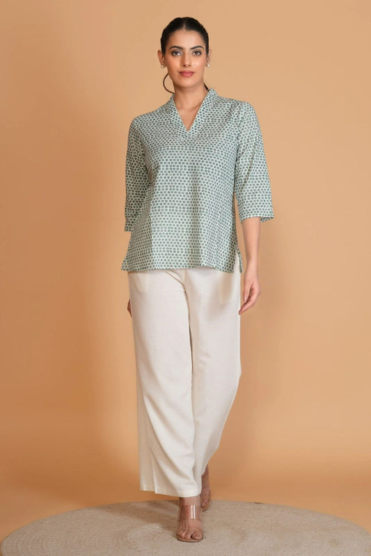 Sage Green Polka Dot Cotton Top