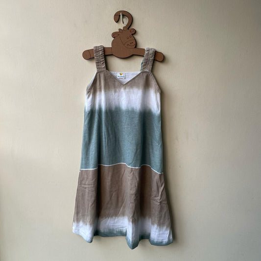 Girl Frocks sleeveless - green tie and dye
