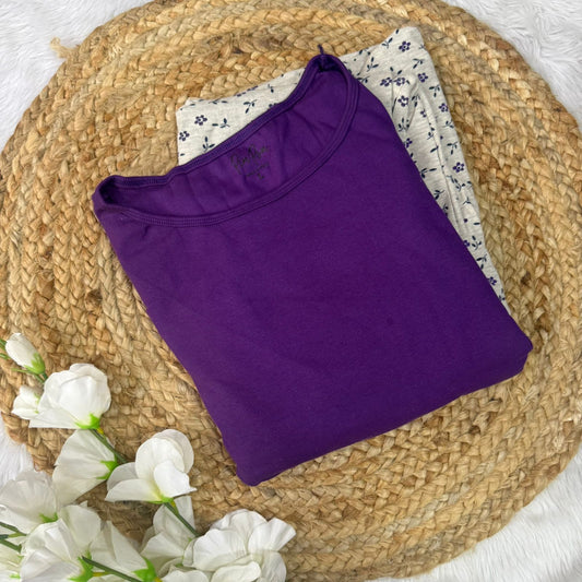Purple & Flowers - Dual Colour Zipless Criss Cross Maternity Wear