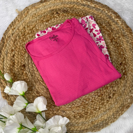 Fuchsia & Flowers - Dual Colour Zipless Criss Cross Maternity Wear