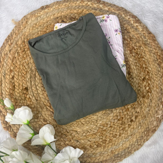 Sage Green & Flowers - Dual Colour Zipless Criss Cross Maternity Wear