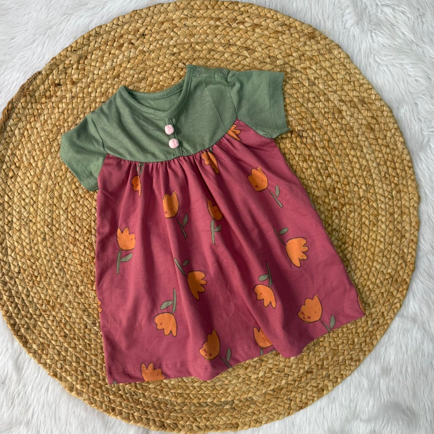 Sage Green - Premium Baby Knitted Frocks