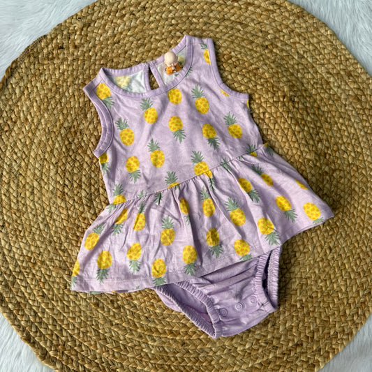 Premium Baby Knitted Frocks - Purple pineapple