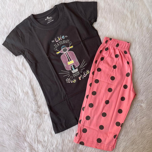 Girls Night Set - Grey scooty [3/4th pant]