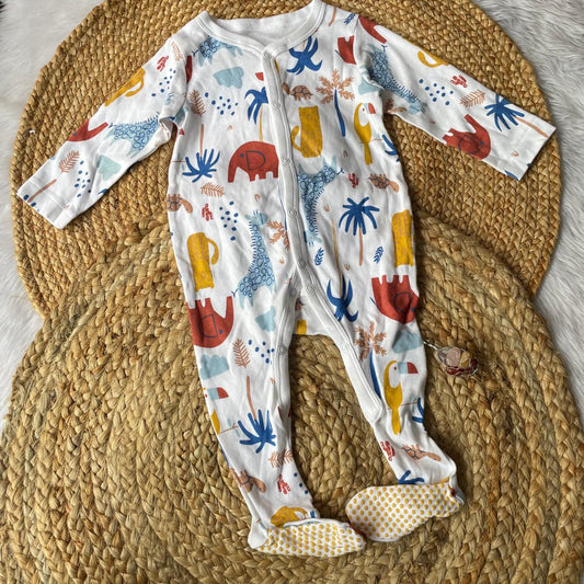 Sleepsuit - White Animlas
