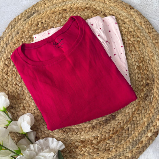 Rani pink & Hearts - Dual Colour Zipless Criss Cross Maternity Wear