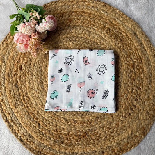 Muslin Adult Bath Towels - Birds