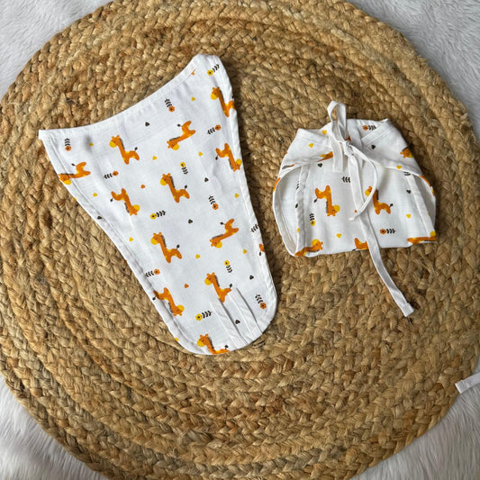 Muslin Baby Nappy - Orange Giraffe
