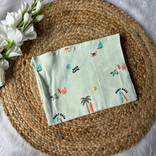 Muslin Swaddle/ Towel - Green Good Times