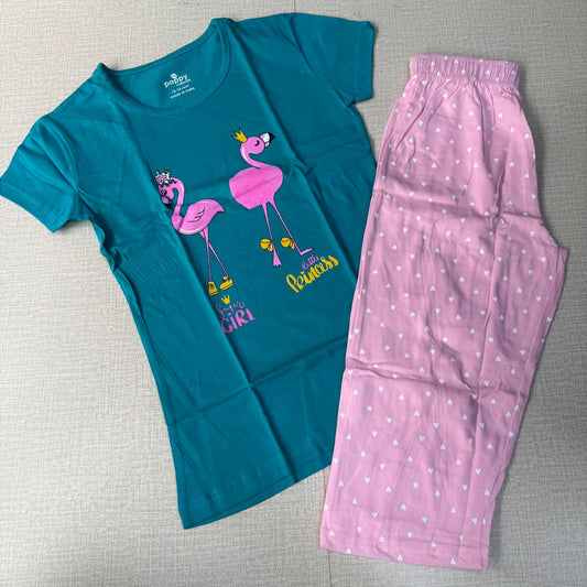 Girls Night Set - Flamingo [3/4th pant]