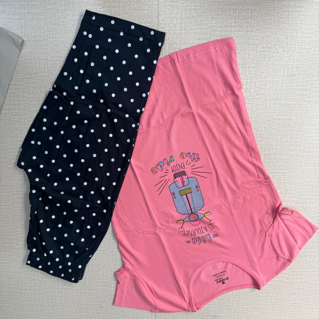 Girls Night Set - Pink Scooty [3/4th pant]