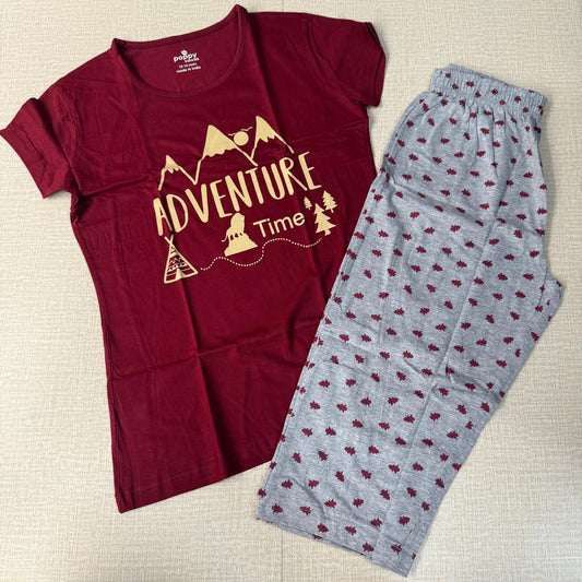 Girls Night Set - Marron Mountain [3/4th pant]