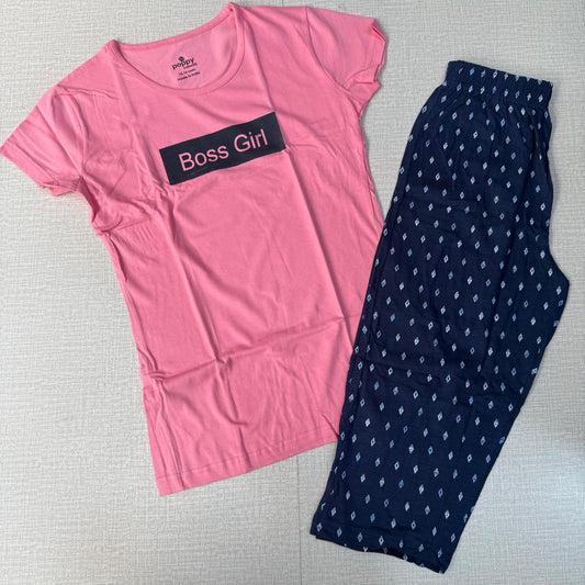 Girls Night Set - Navy blue Diamond [3/4th pant]