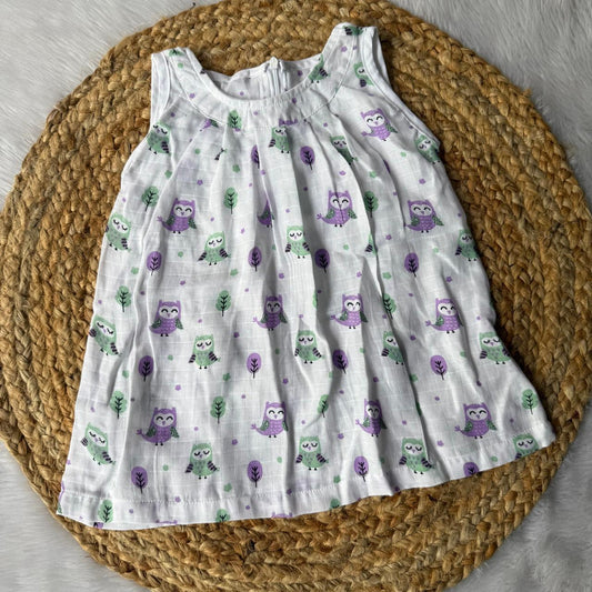 Muslin Zip Frock - Owl