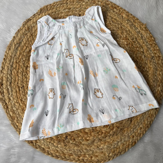 Muslin Zip Frock - Orange Teddy