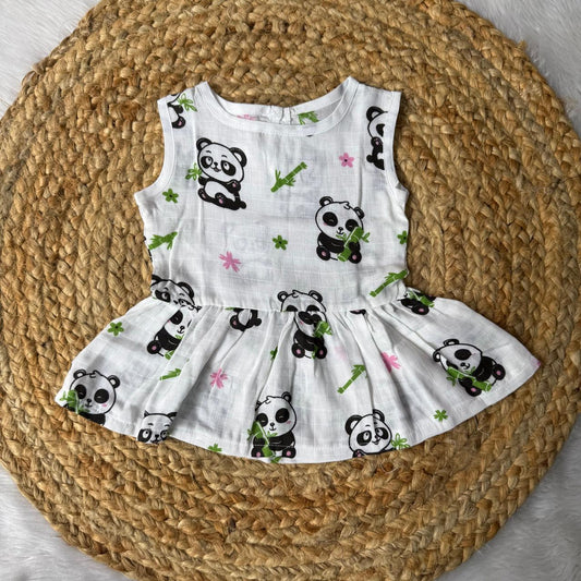 Muslin Button Frock - Panda