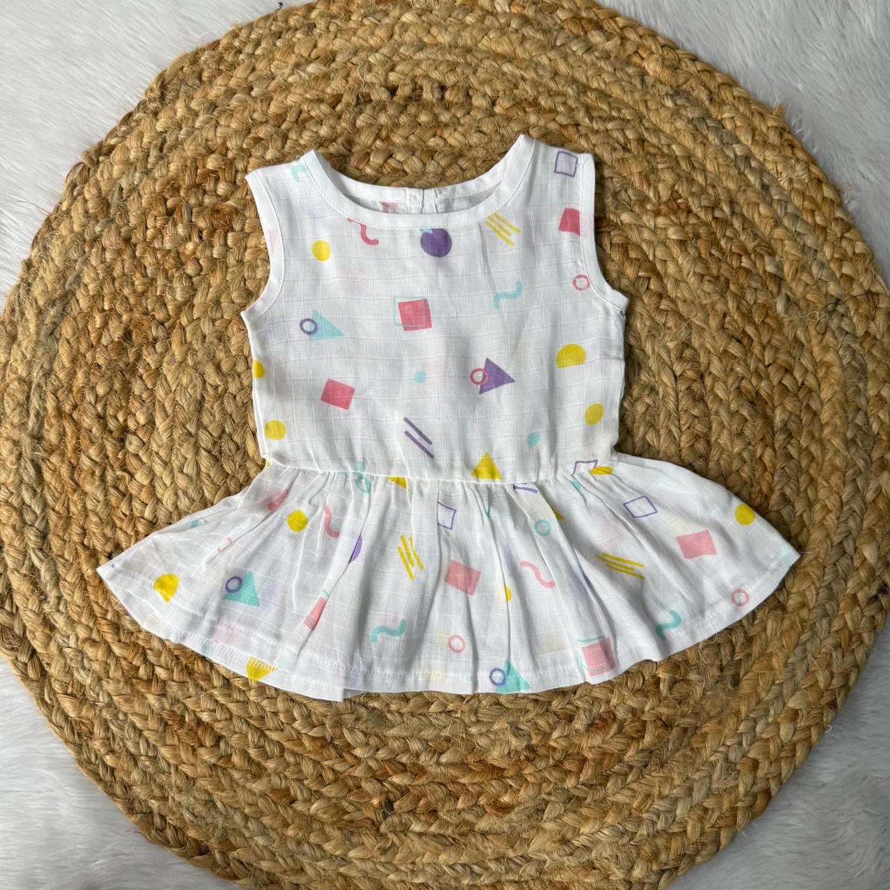 Muslin Button Frock - Geometrics