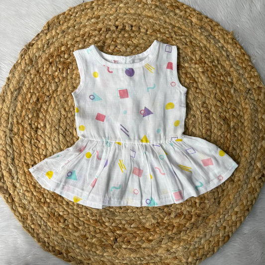 Muslin Button Frock - Geometrics