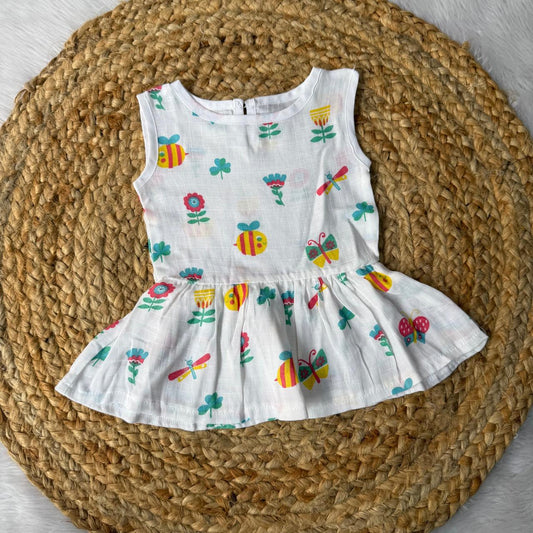 Muslin Button Frock - Flowers