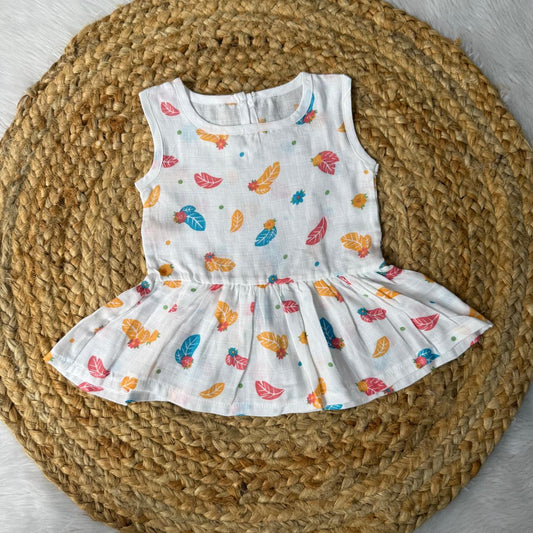 Muslin Button Frock - Leaves