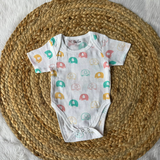 Baby Muslin Romper - Elephant