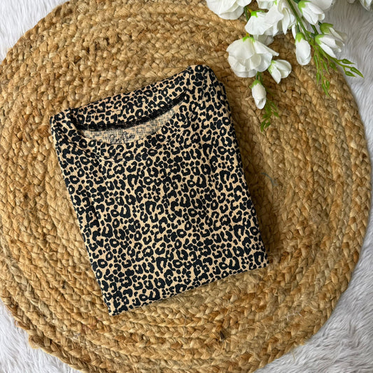 Crinkled Cotton Casual Frock - Leopard