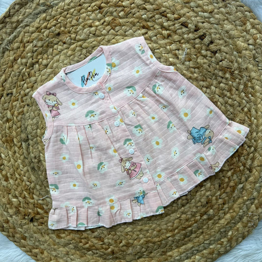 Front Open Frock - baby pink