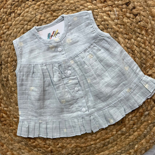 Front Open Frock - White Star