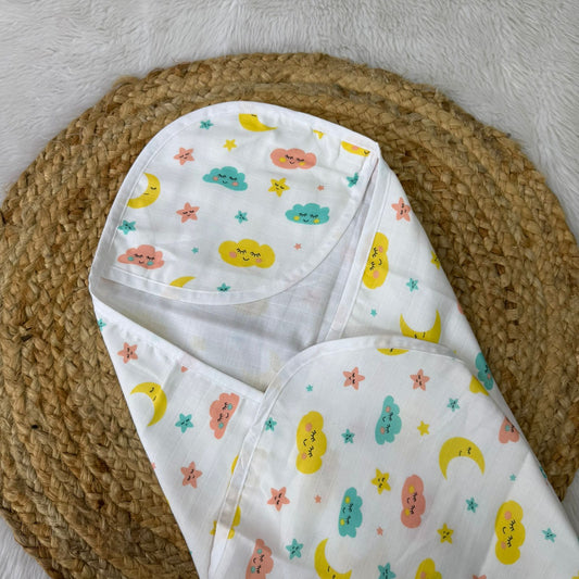 Hooded Towel - Moon, Clouds, Stars