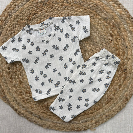 Baby  Pant Co-Ord Sets - Grey Flowers