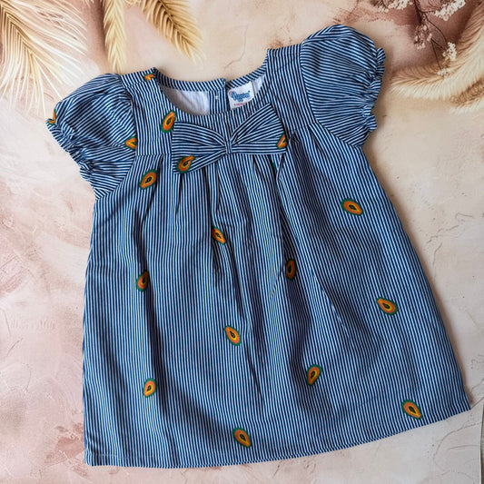 Blue Lines  - Baby Knitted Frocks