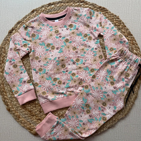 Kids Pant Co-Ord Sets (Full sleeve) - Peach Flowers