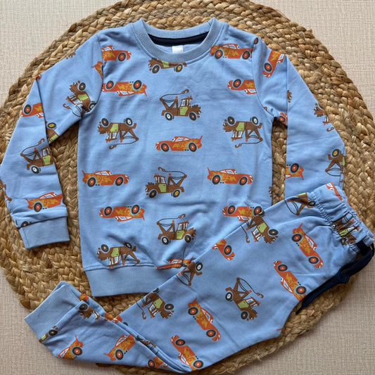 Kids Pant Co-Ord Sets (Full sleeve) - Blue vehicles