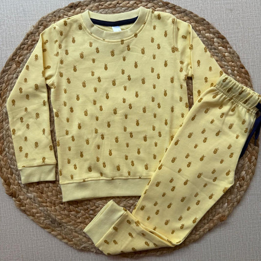 Kids Pant Co-Ord Sets (Full sleeve) - Yellow Pineapple