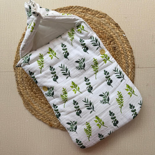Muslin Baby Carry Bed - Leaves