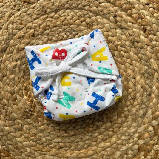 Muslin Baby Nappy - Letters