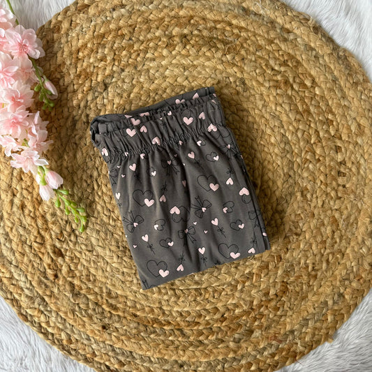 Women Pyjama Pant - Grey Hearts