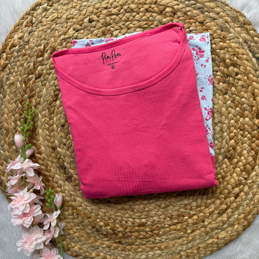 Pink and Skyblue flowers- Dual Colour Zipless Criss Cross Maternity Wear