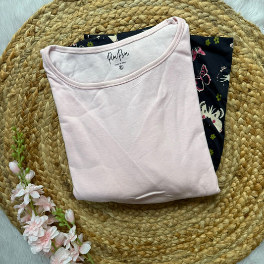 Pink and Black Butterflies - Dual Colour Zipless Criss Cross Maternity Wear