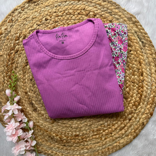 Purple Flowers - Dual Colour Zipless Criss Cross Maternity Wear