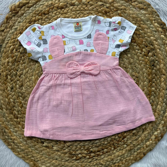 Muslin Button Frock - Pink