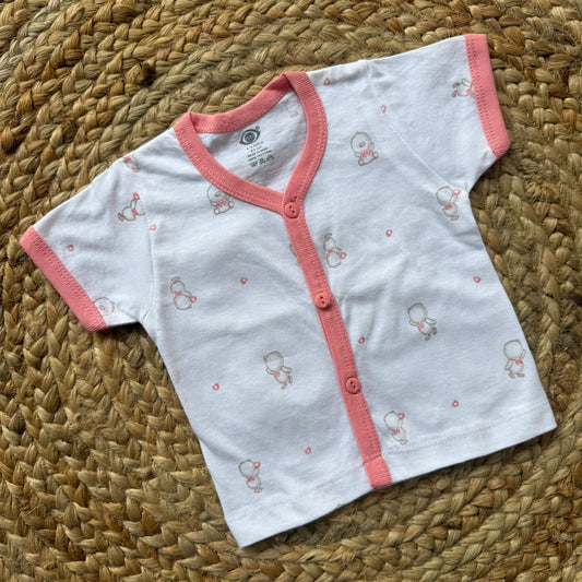 Knitted Baby Jabla with Sleeve - White $ Pink