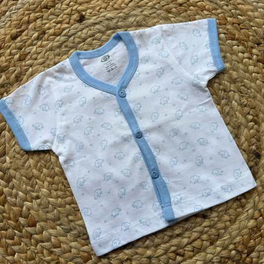 Knitted Baby Jabla with Sleeve - White $ Blue