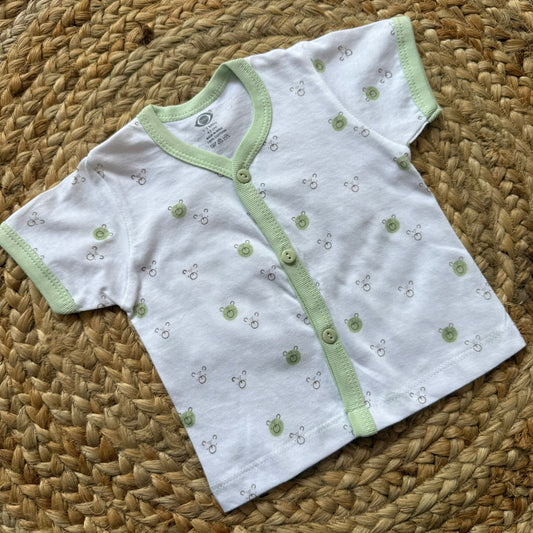Knitted Baby Jabla with Sleeve - White $ Green