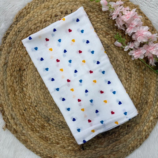 Muslin Adult Bath Towels - Hearts
