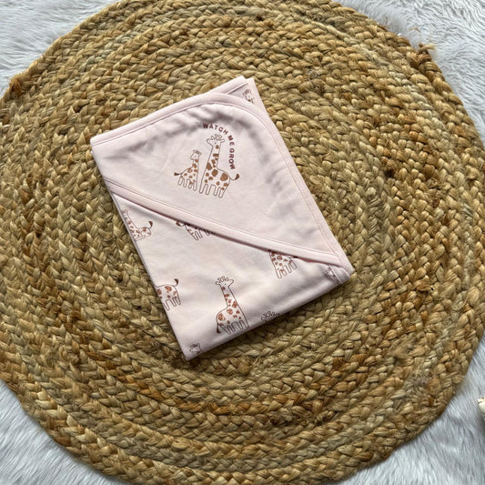 Hooded Towel - Giraffe Pink